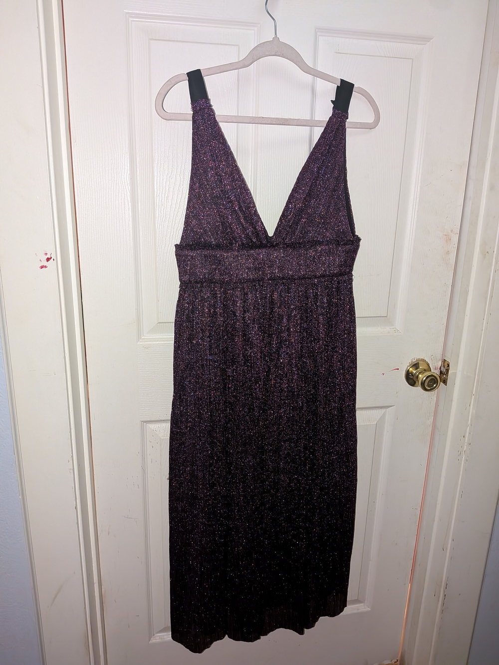 Purple Sparkle V-Neck Urban revivo Dress